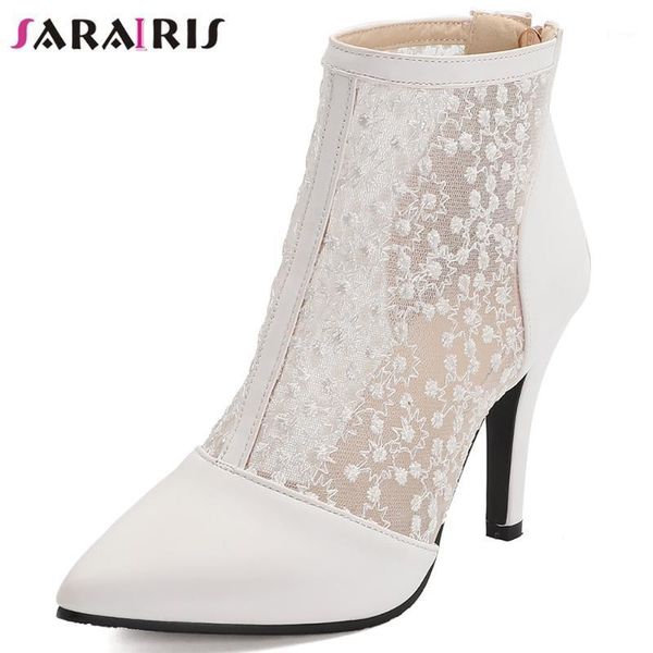 

boots sarairis arrival female breathable mesh ankle street cool high heels women elegant summer shoes woman1, Black