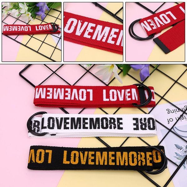 

new canvas belt printing letter d ring double buckle belts student casual, Black;brown