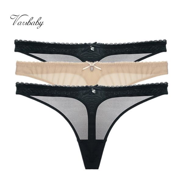 Varsbaby Thong Прозрачное нижнее белье Сдержанные трусы Низкоэтажные трусики G-string S-2XL 3шт / пакет LJ200822