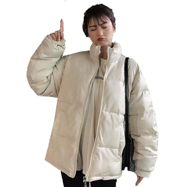 

women's down & parkas loose plus size cotton coat female parka winter jacket short zipper black white padded warm overcoat k1014