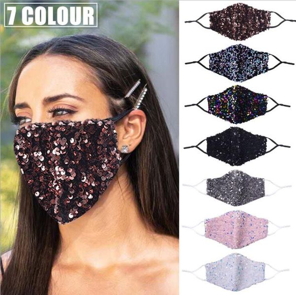 

sequins face mouth glitter mask dust woman men fashion reusable bling shiny cycling washable mask