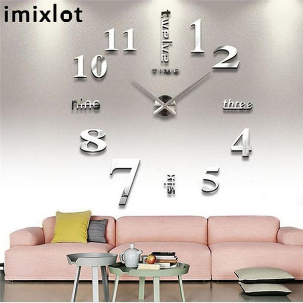 

wall clocks imixlot fashion acrylic mirror clock oversized creative 3d diy quartz needle still life home decoration