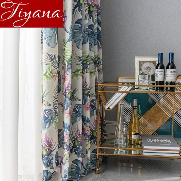 

curtain & drapes american country for living room leave pattern print cotton fabric shade window bedroom blinds custom x047#40