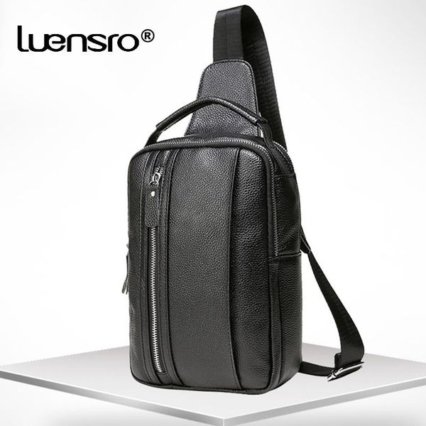 

genuine leather mens chest bags pack single shoulder strap back bag crossbody bags for men sling bag male travel handbag