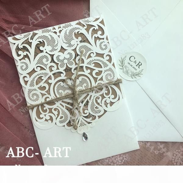 

abc 50 100set customize wedding invitation cards greeting business party cards flower pattern laser cut with envelopes