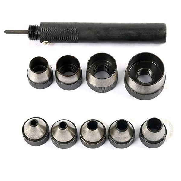 

professional hand tool sets interchangable hollow hole punch set with handle heavy duty 10 pcs large --m25