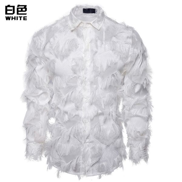

black feather star clubwear men 2020 stage dress shirts mens party dinner event prom shirt male chemise homme c1211, White;black