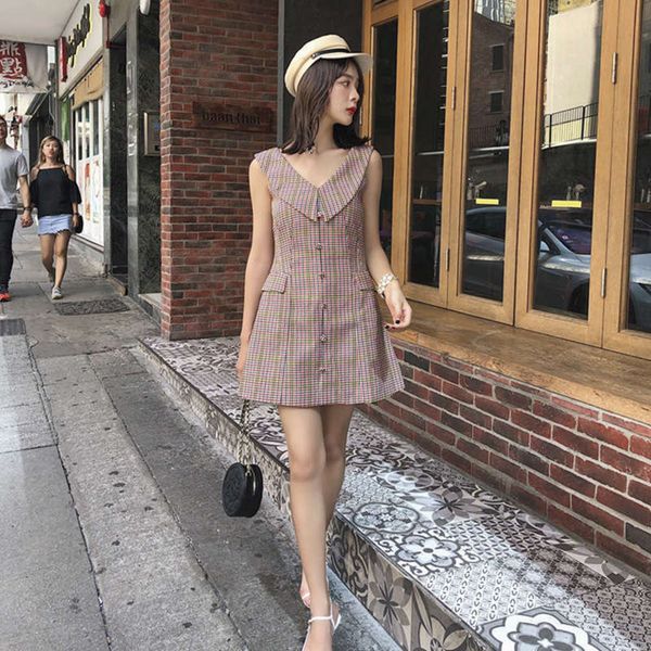 

bud hepburn o-shaped style three-dimensional flower swing french platycodon grandiflorum waist closing thin temperament plaid dress lin, Black;gray
