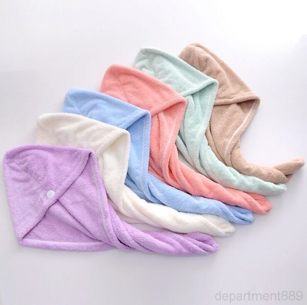 

женщины крышки микрофибры сухая банное полотенце с кнопки абсорбент быстрый сушки тюрбан обернутый волос hat аксессуары для ванной комнаты d