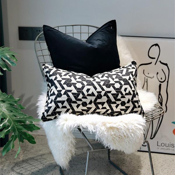 

cushion/decorative pillow all geometric plaid case cushion cover black green cojines decorativos para sofa abstract cushions almofadas