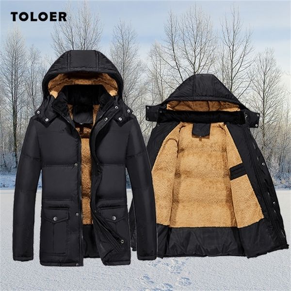 

new mens winter jacket warm thicken men parka coat cotton-padded hooded male overcoat winbreaker detachable-hat outerwear 201023, Black