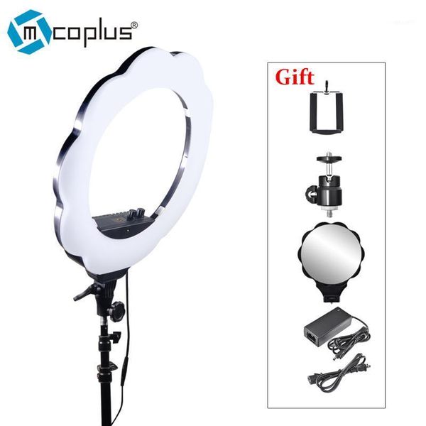 

flash heads mcoplus 48w 33000k-6000k 384 led bi-color pographic lighting dimmable camera po/studio/phone pography ring light lamp1