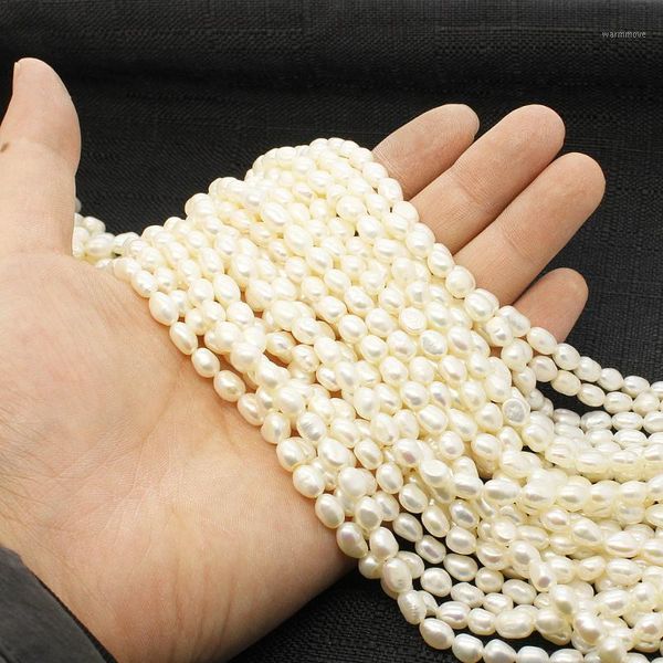 

5-6mm natural freshwater pearl loose beads strand rice shape white color diy for making necklace bracelet