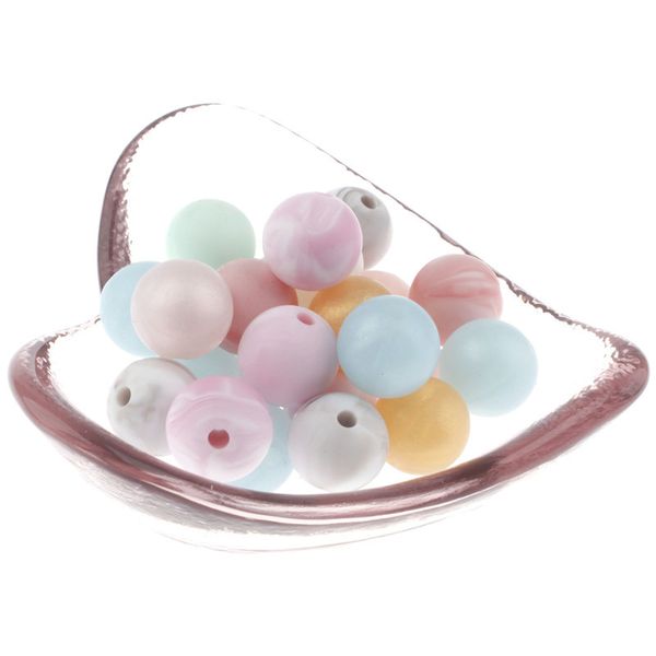 

20pc metallic marble round 12-15mm silicone baby teething teether bead bpa nursing chewing round silicone beads diy y1221