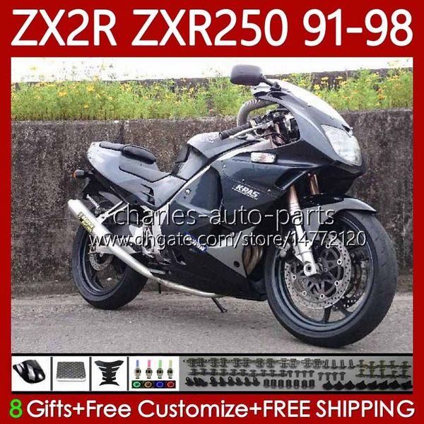 Тело для Kawasaki Ninja ZX2R ZXR250 ZX 2R 2 R R250 ZXR 250 89-98 85NO.11 ZX-2R ZXR-250 91 92 93 94 95 96 97 98 Gloss Black ZX-R250 1991 1992 1993 1994 1995 1996 1996