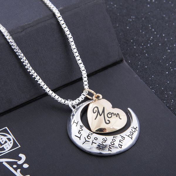 

love you heart to i the moon and back mom pendant necklace mother day gift wholesale fashion jewelryojfs