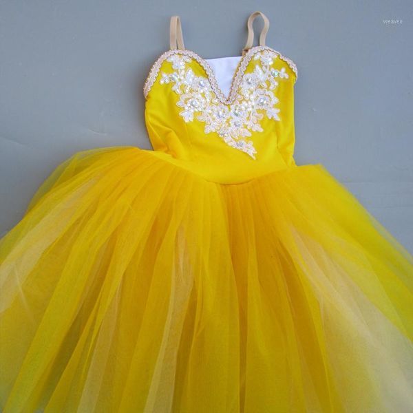 

yellow ballet tutu professional child long tulle soft pink romantic ballet tutus for girls blue ballerina dress girls dance1, Black;red