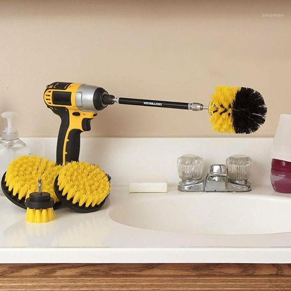 

5 pcs drill brush scrub kit set motorcycle accessories with extension rod for car cleaning deck seats boat seat carpet fabric1