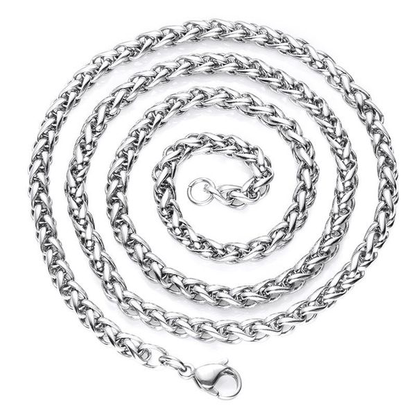 

chains 3mm/5mm twist link chain necklace 316l stainless steel men's 60cm, Silver