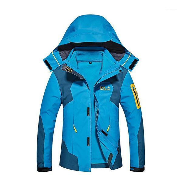 

outdoor jackets&hoodies jacket men and women three-in-one two-piece detachable windproof waterproof mountaineering suit1, Blue;black