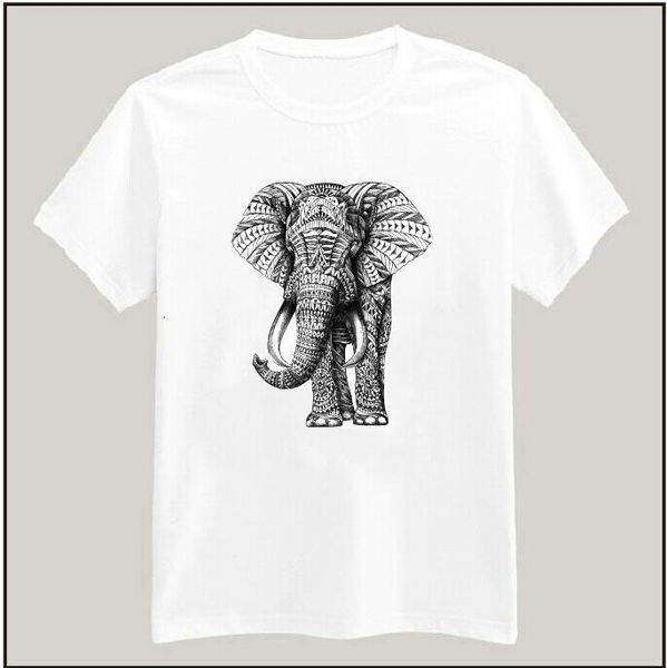 

ornate elephant printed tshirt for women men cotton casual shirt white tees big size s-xxxl drop ship tz200-407
