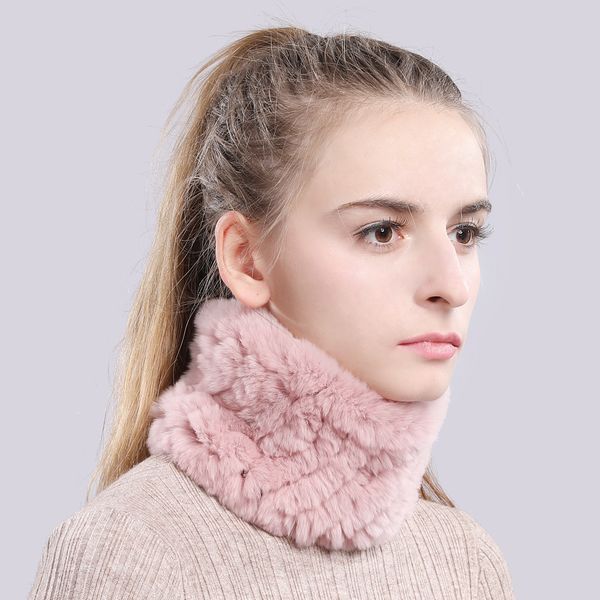 

mulheres real artesanal estiramento leno malha genuna rex coelho headbands meninas anel de pele natural cowl snood, Blue;gray