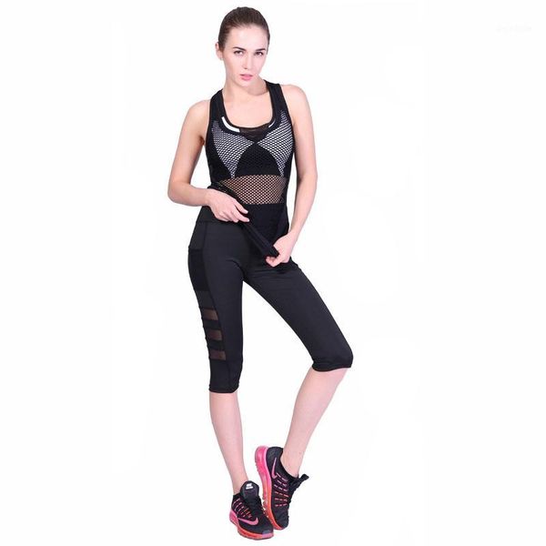 

running shorts quick-drying slim cropped leggings pockets mesh stitching sports fitness leisure leggings1, Black;blue