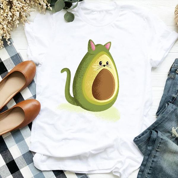

женщины lady cat avocado cute fruit 90s мода trend одежда t tee женская футболка женская рубашка одежда верхняя графическая футболка, White