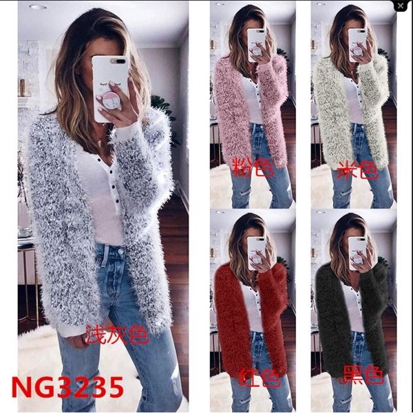 

2019 осень зимний свитер мода pelecolor теплый с длинным рукавом пушистый пальто женщин плюс размер шерсти кашемировой xx010x1020, Black