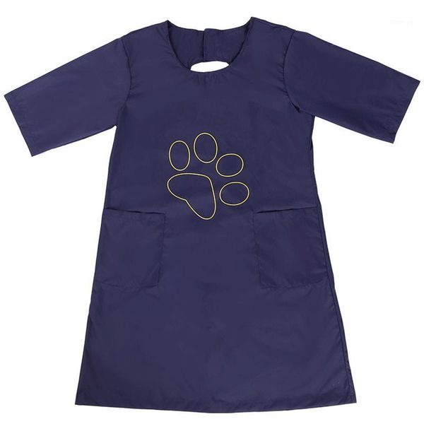 

sv-professional waterproof pet grooming staff gown anti-static dog cat apron half sleeve-m1