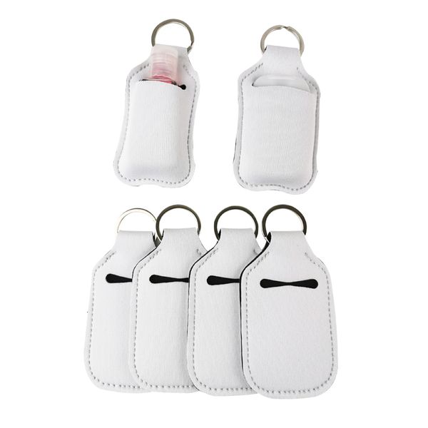 

2020 neoprene new sanitizer white blank keychain bags 30ml 10*6cm key rings hand soap bottle holder, Silver