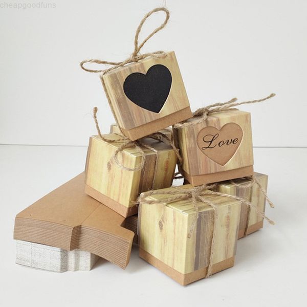 

kraft candy romantic heart bag with burlap twine chic wedding favors gift box supplies