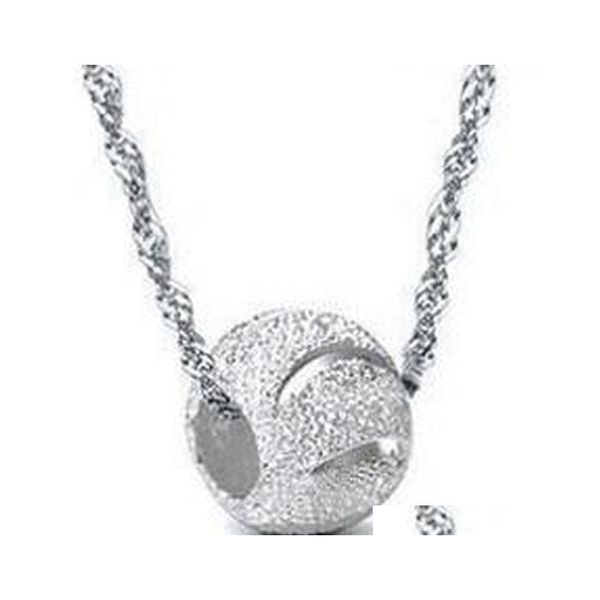 

white gold overlay pendant necklace 30% 925 sterling silver ball beads necklace 8mm silver spacer bead locket stone women pendant nbxoi