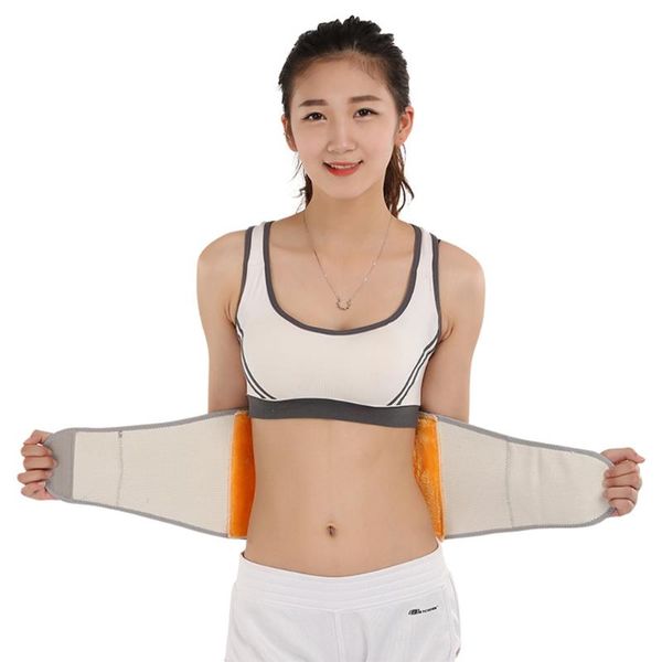 

waist support winter thicken thermal plush warmer lumbar belt cozy warm abdominal protector stomach body wrap band back brace, Black;gray