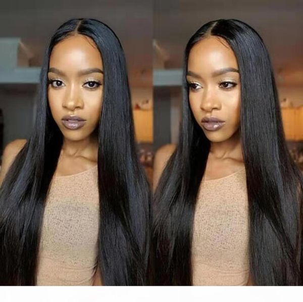 

13x6 lace front human hair wigs straight lace front wig 180 200 density pre plucked remy brazilian lace front wig, Black;brown