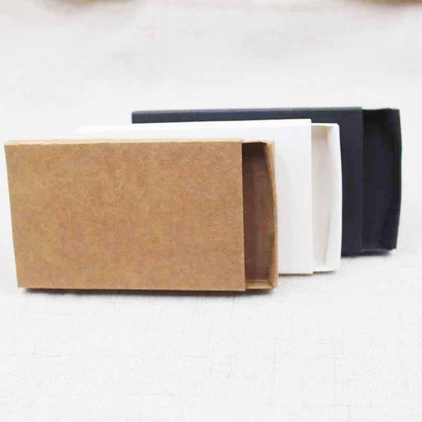 

10pcs diy blank kraft black white cardboard slide drawer box gift candy favor packing display box custom cost extra bbyfim