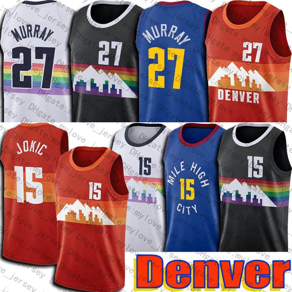 

nikola 15 denvers jokic nugget jersey basketball jamal 27 murray jerseys, Black;red