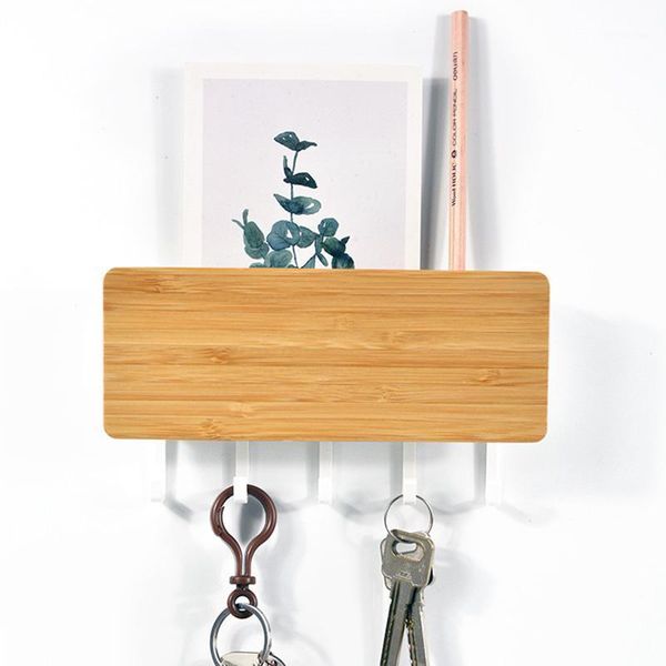 

space saving home wall hook storage rack vintage key bamboo hanger hallway home decorative room small bedroom door back1