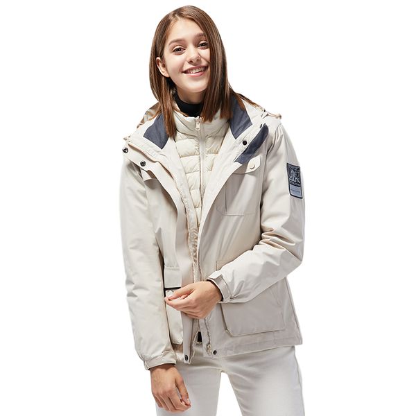 

women jacket casual waterproof jackets online protect against the wind and cold detachable clothes lining three ways to wear it all in one, Black;brown