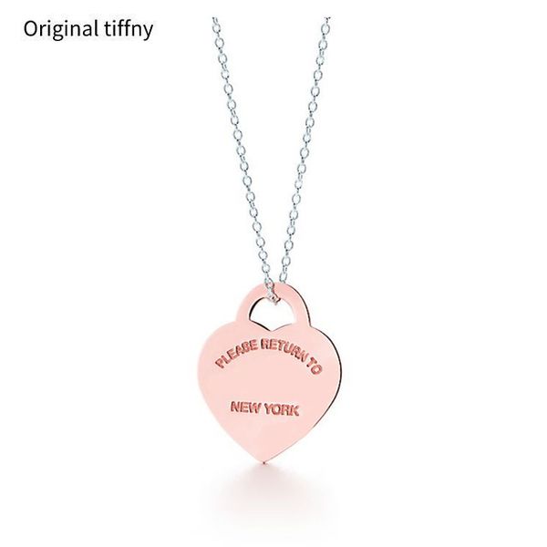 

100% new 925 sterling silver necklace pendant heart bead chain rose gold and gold luxurious for women fashion jewelry original gift y220310