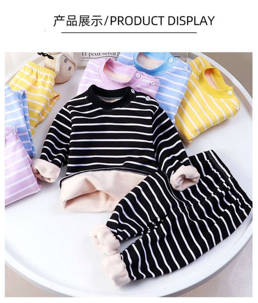 

underwear children's autumn winter 2020 thermal new set baby plush pajamas men's and women's home wear h7fq, Blue;red