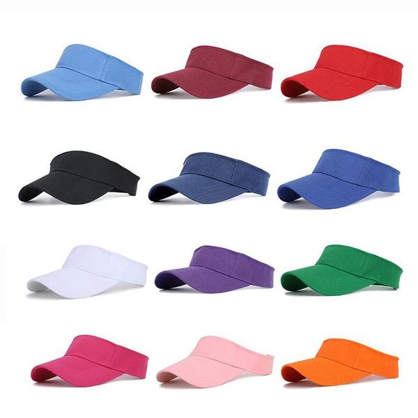 

wide brim hats spring summer sports sun cap men women adjustable cotton visor uv protection empty tennis golf running sunscreen hat, Blue;gray
