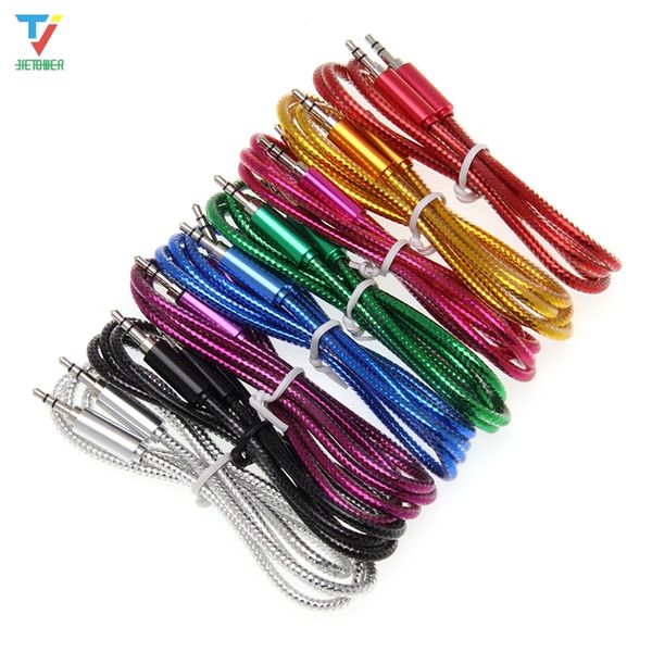

wholesale new factory price new 3.5mm jack bright blink auxiliary audio cable male to male aux cables good audio 100pcs/lot