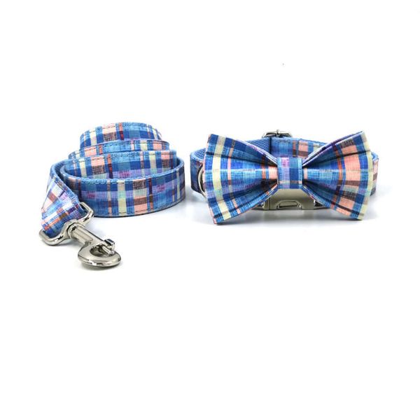 

pet traction rope lattice dog collar printed bow tie set