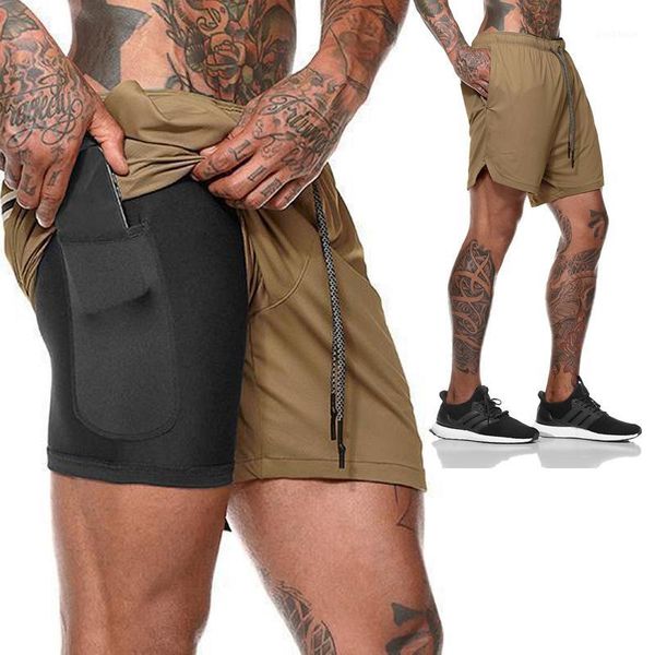 

running shorts double layer swimsuit quick drying beach sweatpants gym pocket jogging fitness workout 2 in 1 s1, Black;blue