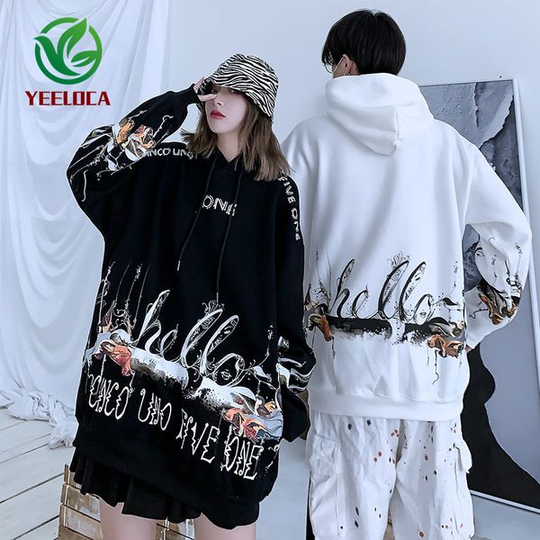 

japanese loose men's hoodie winter plus velvet warm fashion couple ladies streetwear oversized harajuku clothes. c1115, Black;white