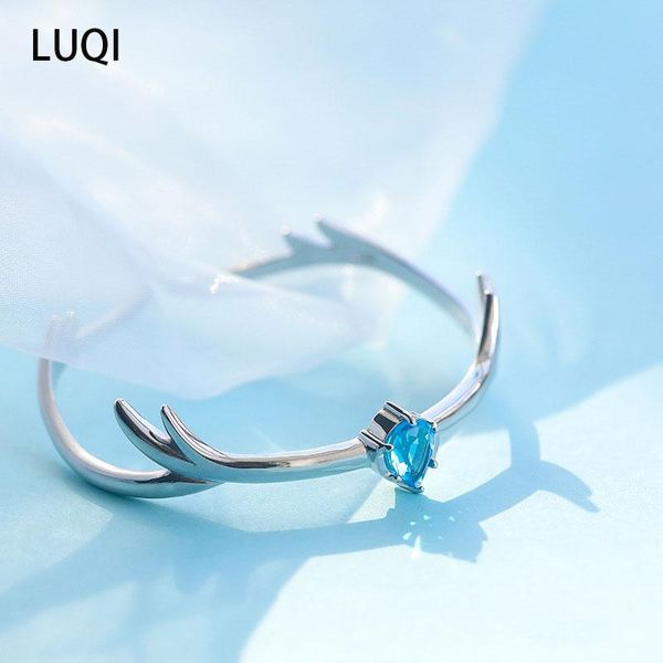 

s925 sliver blue water drop antler open bracelet sen system cold wind niche design h359, Black