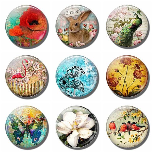 

mini refrigerator magnet stickers flowers and animals 30mm glass cabochon magnet for fridge decor leave a message fixed p wmtgse