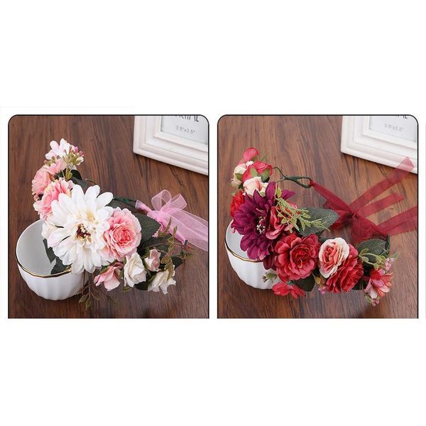 

haimeikang bride floral crown hair band peony flower headbands for women garland ribbon wreath wedding girls hair acc qylhct