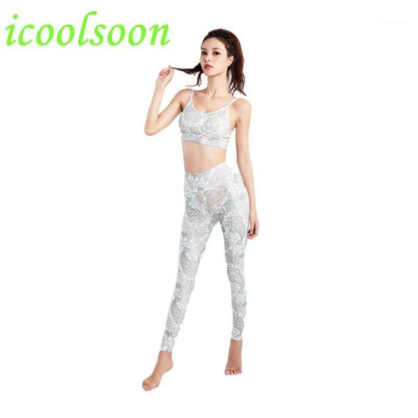 

yoga outfits icoolsoon bodhi printed dress women summer thin sports back suit workout set clothes gym lounge wear two 2 piece pants1, White;red